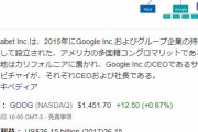 Googleの親会社「アルファベット」時価総額が1兆ドルに達成してしまうｗｗｗｗｗ