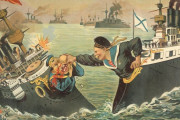 1904年「日本の海軍を殴るロシアの海軍」（海外の反応）