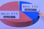 TBSひるおび、「支持しない47%」のはずなのに明らかに50%を超えてる円グラフを作ってしまう
