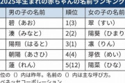 「赤ちゃんの名前ランキング」帝国艦艇みたいな名前ばかりだと話題に