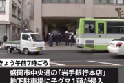 【悲報】岩手銀行地下駐車場にクマ出没中・・・・・・・