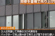会社の同僚をバックホーで吊り上げ落下させた容疑で3人を逮捕