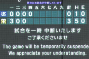 阪神３ー０ヤクルト　4回裏　甲子園球場　雨の為試合中断