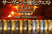 「サーヴァント強化クエスト 第14弾～6th Anniversary～特別編」開催！