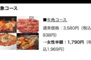 【朗報】焼肉店さん、女性だけ半額の差別メニューを提供してしまうｗｗｗｗｗｗｗ