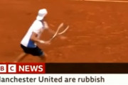 【悲報】BBC、テニスの中継中に「マンチェスターユナイテッドはゴミ」というテロップを出してしまう…