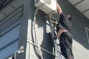 【動画】エアコンの室外機の設置作業でヤバい事故が起きてしまう。