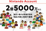 ニンテンドーアカウント登録数が2億5,000万以上になったみたいだけど