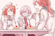 【FGO】マシュ＆ぐだ子とロマニ！！　ケーキを食べてる三人良いですね！！