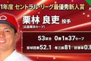 2021栗林  53登板 37セーブ 防御率0.86 81奪三振 奪三振率13.93