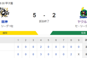 【試合結果】ヤクルト2-5阪神　石川3回3失点　太田2点タイムリー