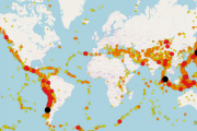 【画像】1900年から2017年までの地震分布図がこちらｗｗｗｗ