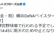 ヤクルト対DeNAも雨天中止