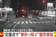 【動画】 高知市の交差点での衝突事故、吹っ飛び方がすさまじい