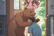 玄関を開けたらクマがいて、夫がかじかじされてた