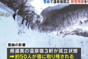 約50人、温泉旅館、雪崩で孤立...