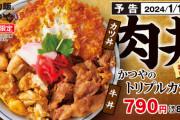 【画像あり】かつや「トリプルカツ丼」790円(税込869円)を発売