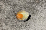 太陽の熱で目玉焼きを焼く