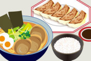 【画像】60分以内に大盛ラーメン、大盛ライス、1口餃子30個を完食すれば無料！