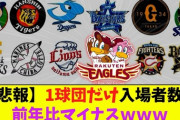 【特大悲報】12球団の入場者数、1球団だけ前年比マイナスｗｗｗｗｗｗｗｗｗｗｗｗｗｗｗｗｗ