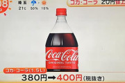 コーラ（1.5L）、400円（税抜き）に値上げ