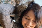 【女優】石田ゆり子、猫を肩車して「これは、ねこぐるま、っていうんだよ。」かわいいと話題