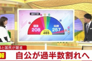 【緊急速報】自公過半数割れが確定