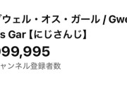 【にじさんじ】グウェル、チャンネル登録者100万人を下回る→「なんと、また100万人耐久配信が出来るみたいです」
