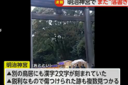 明治神宮でまた“落書き”鳥居にアルファベットのような文字…10日にも漢字と複数傷を確認