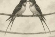 二階の窓の外の電線に二羽のツバメがとまってて、その二羽がキスしてた。