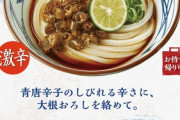 丸亀製麺「青唐おろしうどん激辛です！！！気をつけて！！！」ワイ「ほーん笑」
