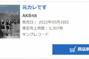 【AKB48】『元カレです』3日目売上、3,307枚