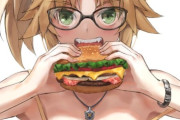 【FGO】ハンバーガーを食べるモーさんイラスト！！　眼鏡モーさん可愛いです！！