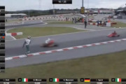 セルフ永久追放　カート世界選手権でルカ・コルベーリが走行中のライバル選手にバンパーを投げつける