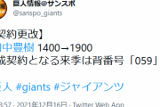 【朗報】巨人田中豊樹（来季から育成）500万UP