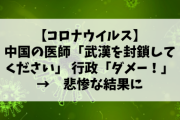 【コロナウイルス】中国の医師「武漢を封鎖してください」 行政「ダメー！」 →　結果が悲惨すぎる