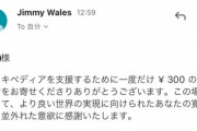 【画像】ウィキペディア寄附ワイ、とんでもないお礼のメールが届くｗｗｗｗ