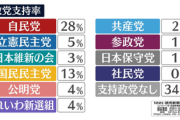 【悲報】立憲民主党5%、国民民主党13%「野党第一党さん、まもなくトリプルスコア」