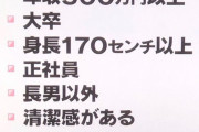 【画像】婚活女子「“普通の男性”の条件がこちら」