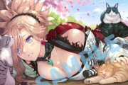 【FGO】サムレムの武蔵ちゃんイラスト！！　猫を撫でて体力回復してる武蔵ちゃんいいですね！！