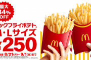 【朗報】今日からマクドナルドのポテトLサイズ250円ｗｗｗｗｗｗｗｗｗｗｗｗｗｗｗｗｗｗｗ