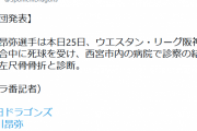 中日石川昂弥　左尺骨骨折