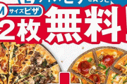 【?????】ドミノピザが「Lサイズ1枚買うとMサイズ2枚無料でついてくる」狂気のキャンペーンを開始ｗｗｗｗｗｗｗｗ