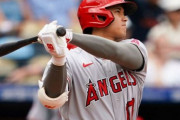 大谷翔平　打率.300(277-83) 24本 58打点 49得点 10盗塁 出塁率.384 OPS1.016