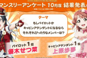 【マンスリーアンケート】パイロット1位優木せつ菜、キャビンアテンダント1位上原歩夢！【ラブライブ！虹ヶ咲】