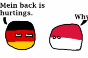 【ドイツ】背中が痛いよ【ポーランドボール】