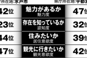 茨城vs栃木の魅力度最下位争い、40位の群馬は高みの見物