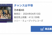 【速報】乃木坂46 35th『チャンスは平等』初日売上413,139枚でオリコン第1位を獲得！前作より11,708枚増