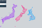 日本、ニュージーランド、イギリスの島国トリオの面積を比較してみた