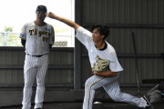 阪神　２軍降格の湯浅がブルペンで１０５球の投げ込み　福原投手コーチ指導の下“おかわり”も「指先の感覚は悪くない」